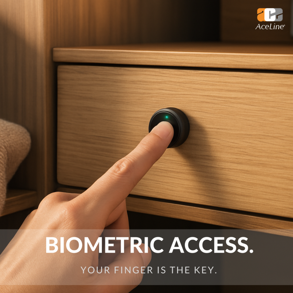 AceLine digital furniture lock with a green light indicator