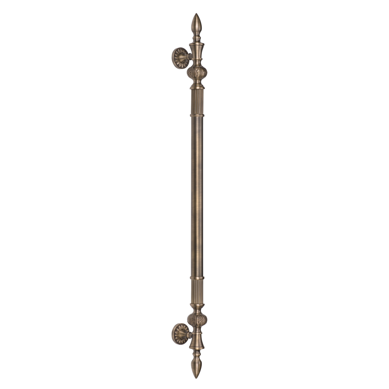 A Delphi brass main door pull handle with a center-to-center length of 750mm, featuring a traditional, elegant design.