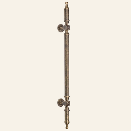 AceLine Troy brass main door pull handle with a center-to-center length of 500mm.