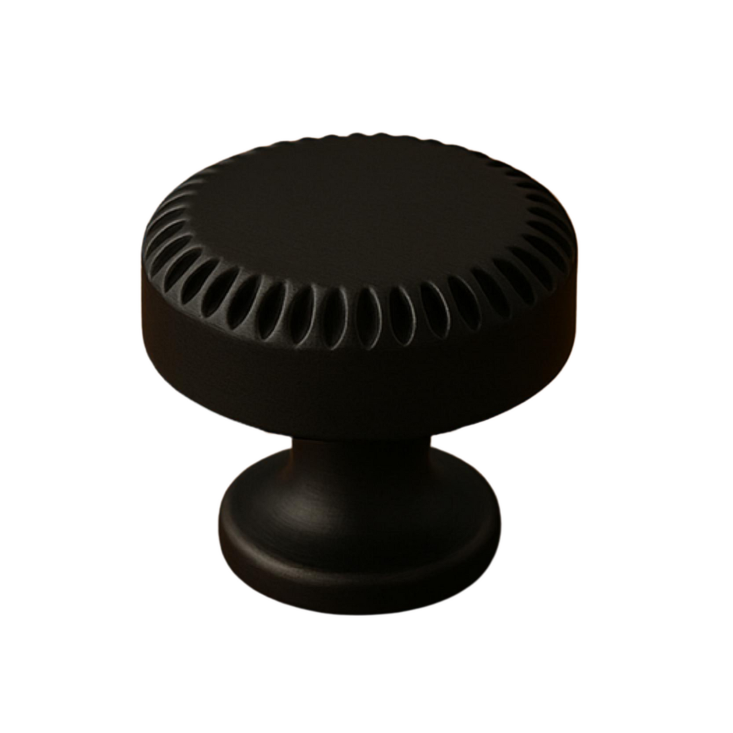 AceLine Terra Black cabinet knob with textured design on a white background