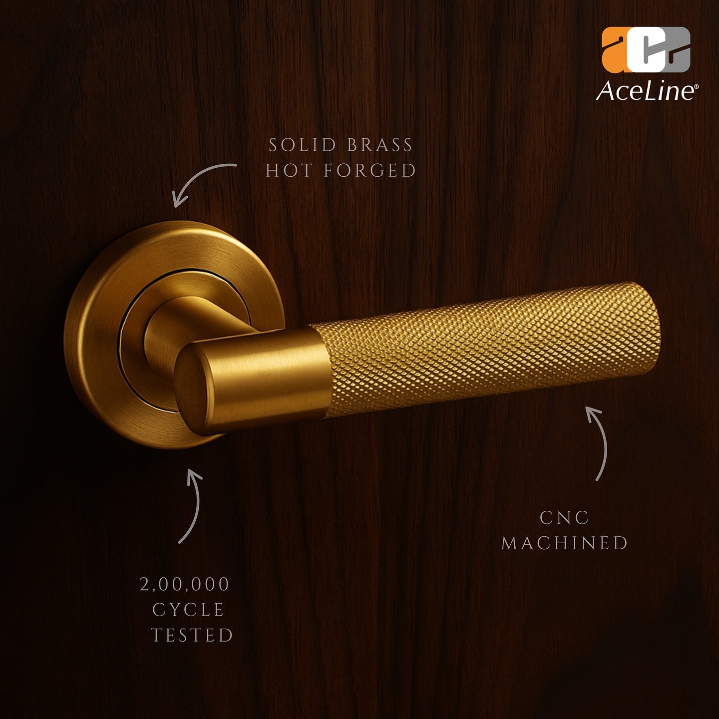 Clinton Solid Brass Door Lever Handle