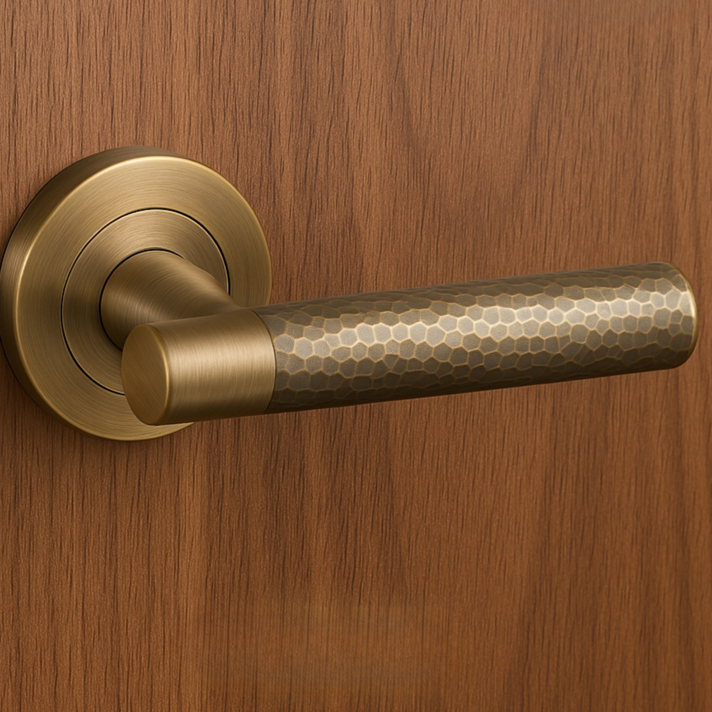 Max Hammered on Rose Brass Lever Handle