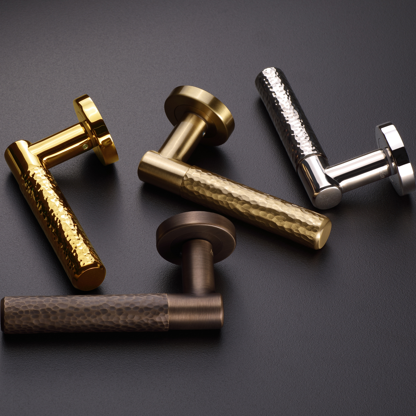 Max Hammered on Rose Brass Lever Handle