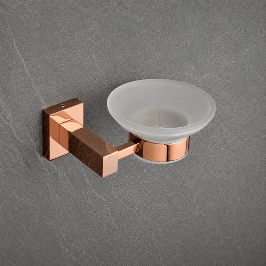 Aqua Solid Brass Soap Dish With Frosted Glass