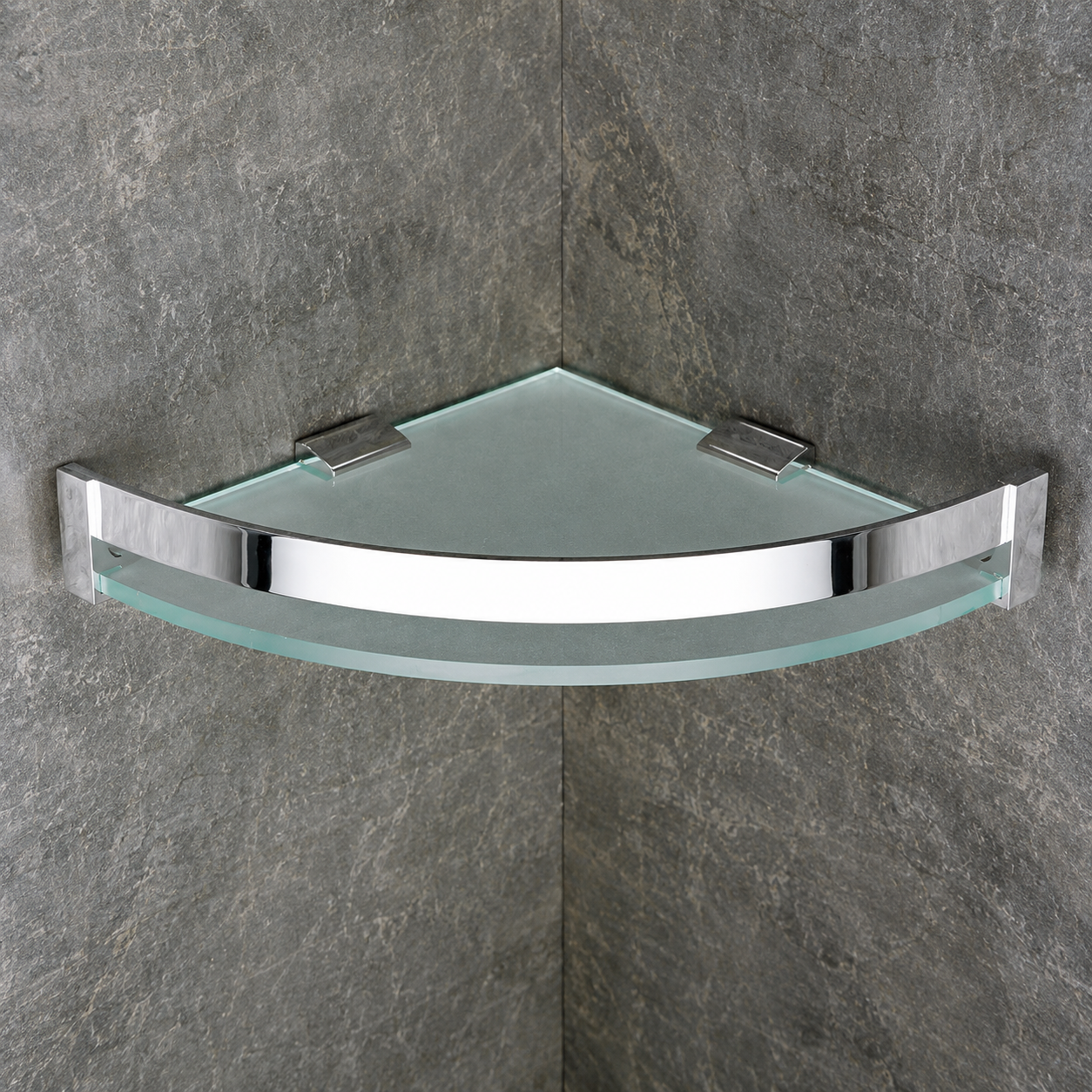 Aqua Solid Brass Glass Corner Bathroom Shelf