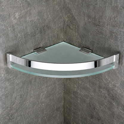 Aqua Solid Brass Glass Corner Bathroom Shelf