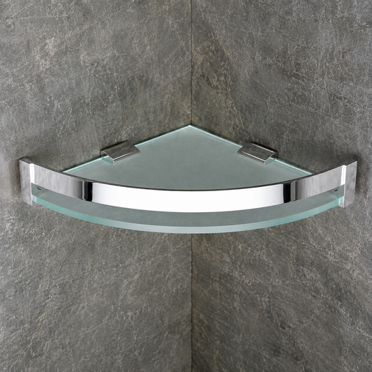Aqua Solid Brass Glass Corner Bathroom Shelf