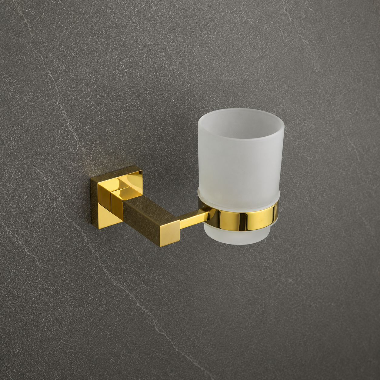 Aqua Solid Brass Square Tumbler Holder