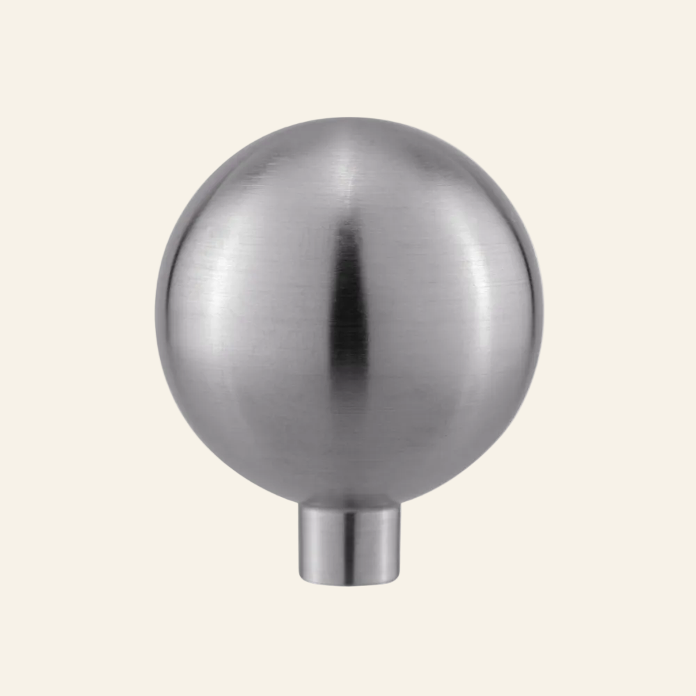 AceLine Alpha single stainless steel drawer knob with a polished finish.