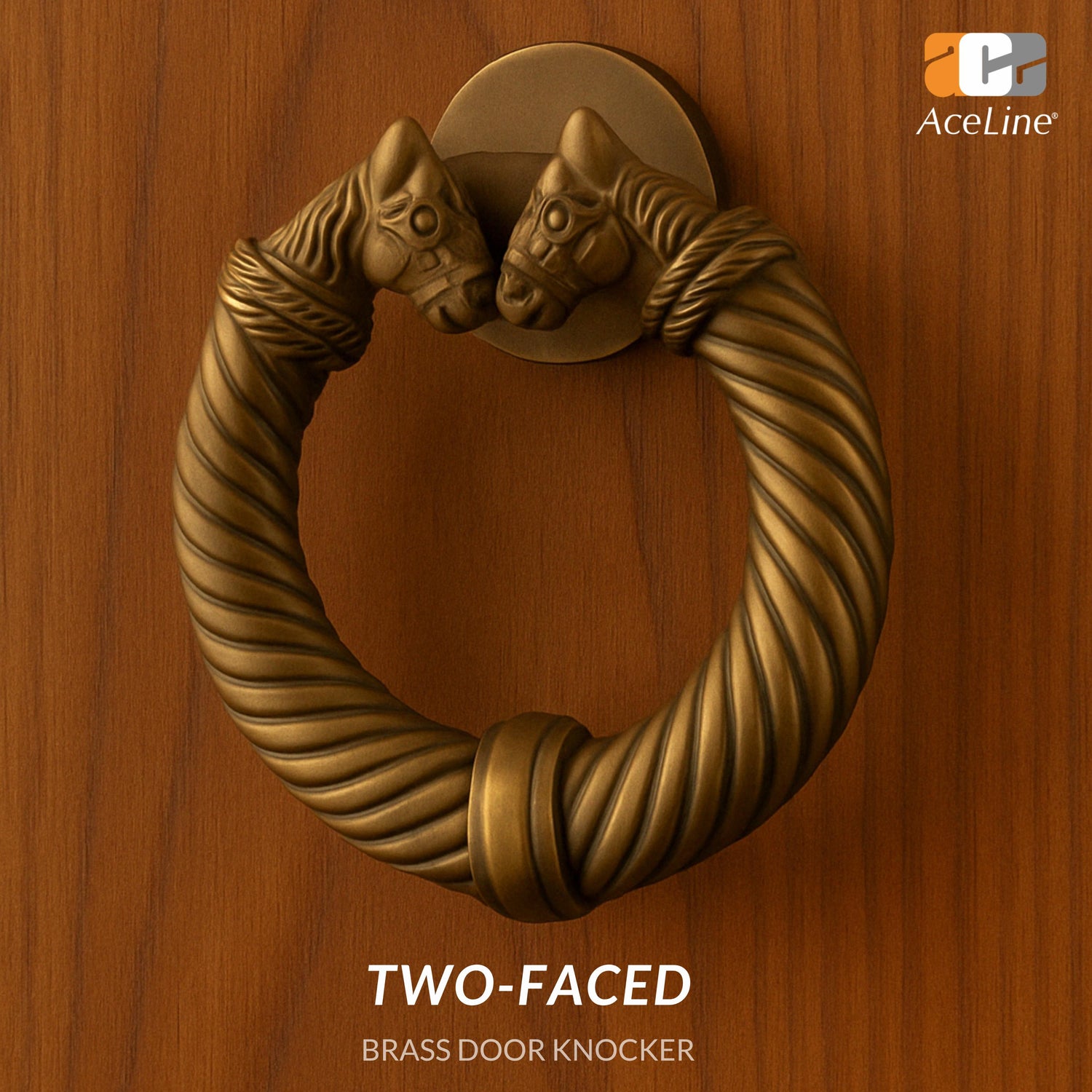 AceLine two face antique brass door knocker