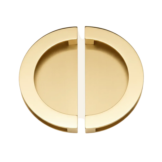 Gold circular object on a white background