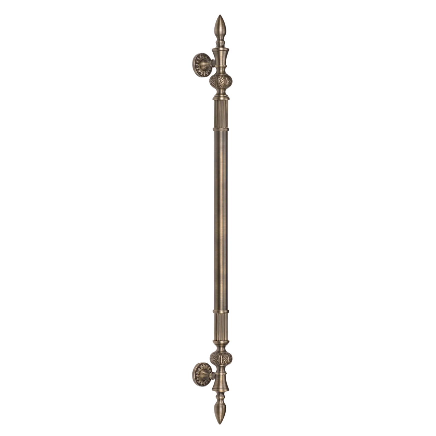 A Delphi brass main door pull handle with a center-to-center length of 750mm, featuring a traditional, elegant design.