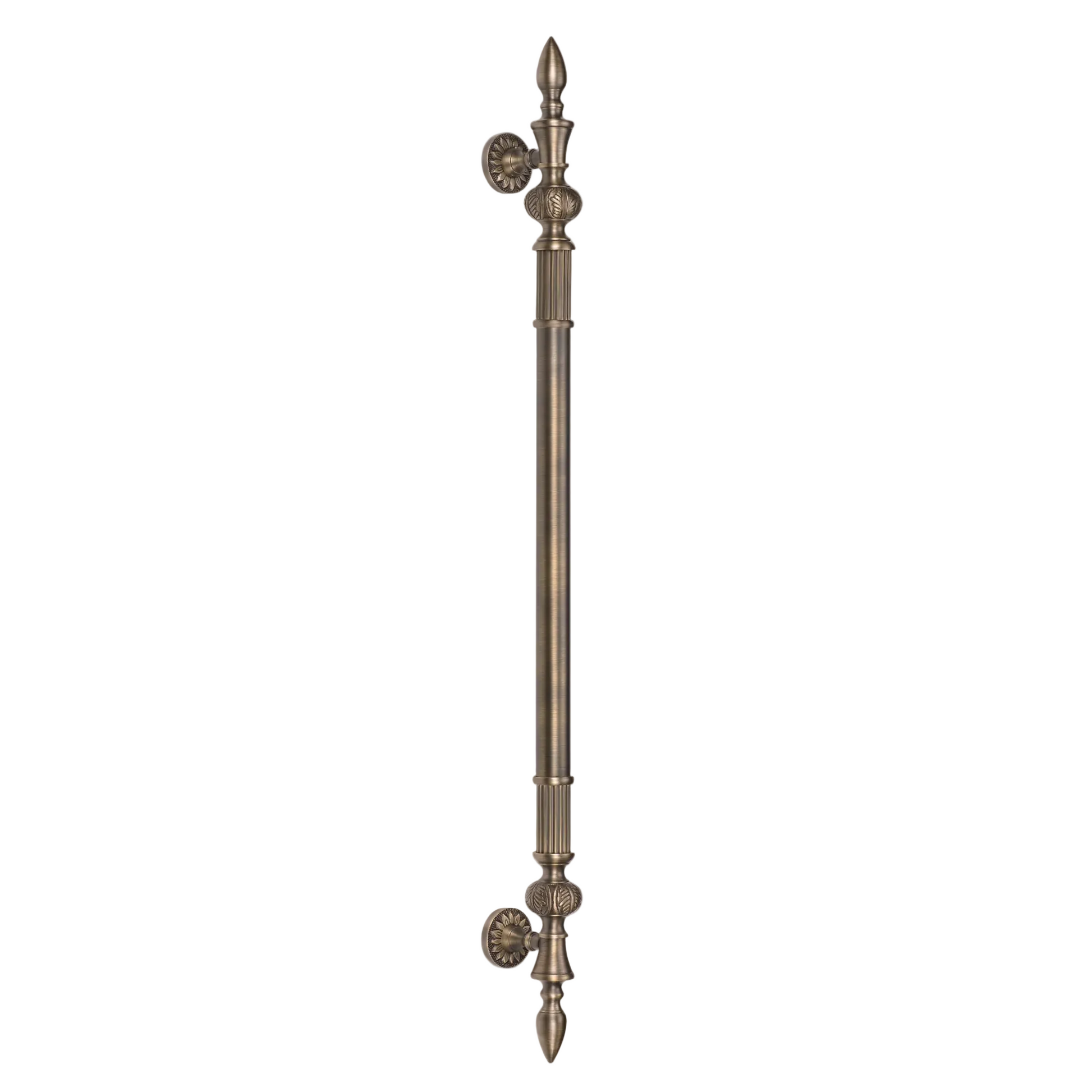 A Delphi brass main door pull handle with a center-to-center length of 750mm, featuring a traditional, elegant design.