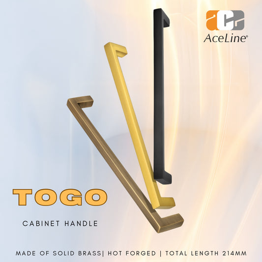 Togo Solid Brass Cabinet Handle 214mm