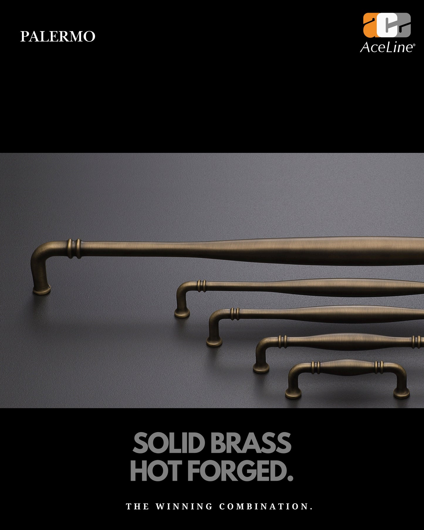 Palermo Solid Brass Cabinet Handle (1 Pair)