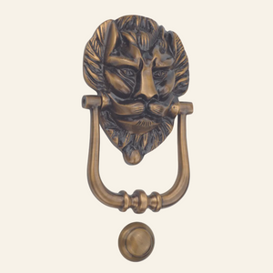 AceLine Simba Bronze door knocker with lion's head design on a white background