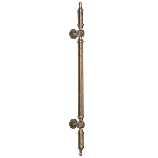 AceLine Troy brass main door pull handle with a center-to-center length of 500mm.