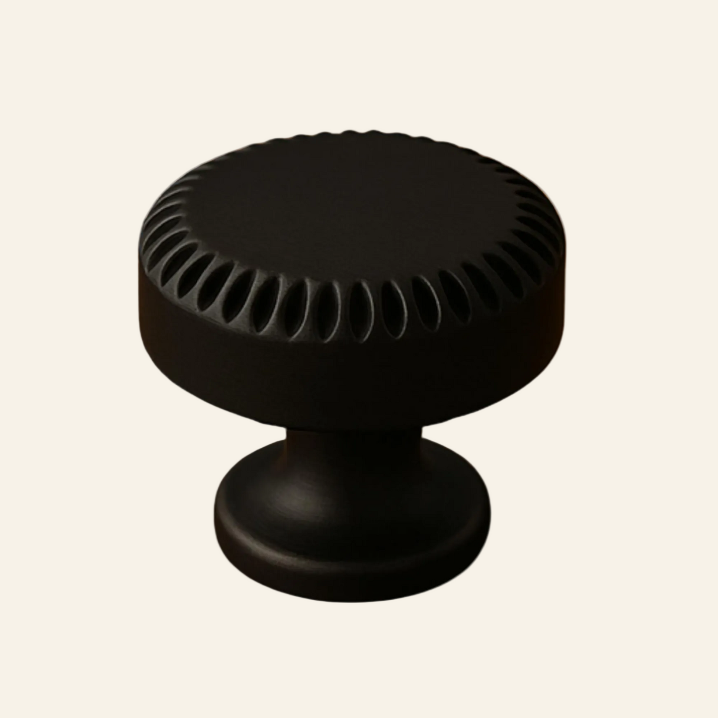 AceLine Terra Black cabinet knob with textured design on a white background