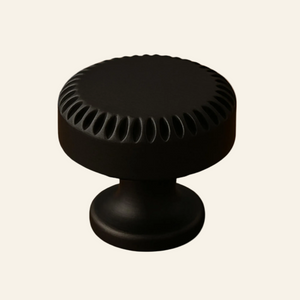 AceLine Terra Black cabinet knob with textured design on a white background