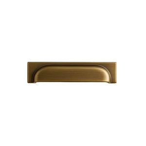 Three sizes of bronze cabinet handles with AceLine branding on a beige background