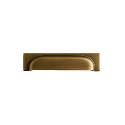 Three sizes of bronze cabinet handles with AceLine branding on a beige background
