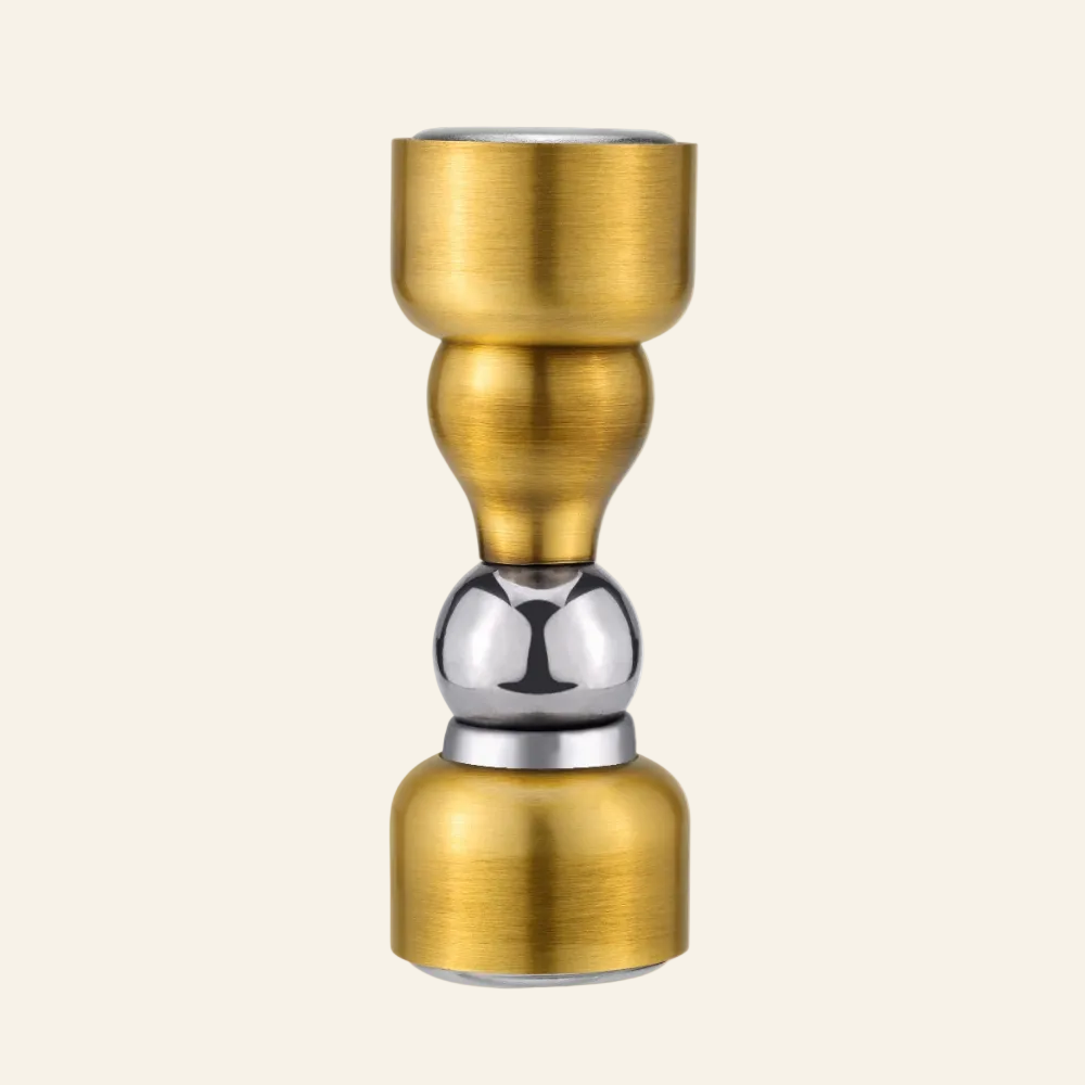 AceLine brass ball magnet door stopper with a shiny finish, designed to be wall mounted.