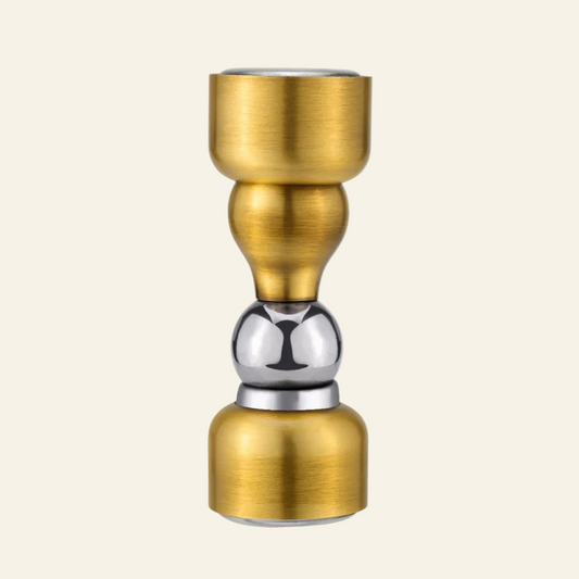 AceLine brass ball magnet door stopper with a shiny finish, designed to be wall mounted.