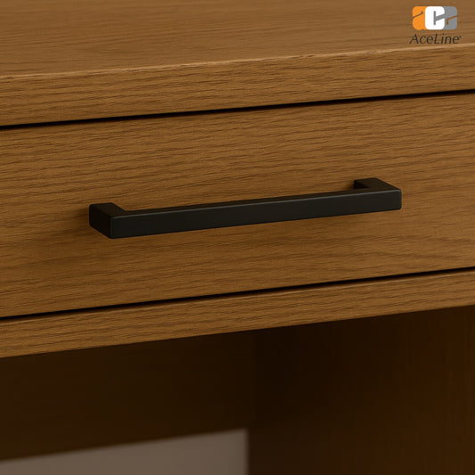 Wooden drawer with a black handle on a wooden surface, featuring the AceLine brand.
