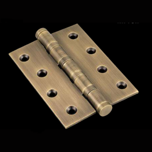 FOUR BALL BEARING DOOR HINGES ANTIQUE BRASS