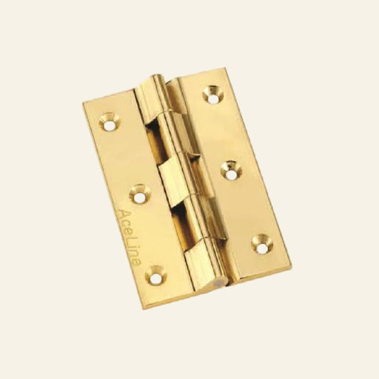Brass Medium Butt Window Hinges 75 X 18 X 2mm - Polished Brass (PBE)