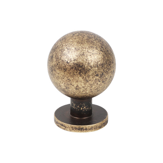 AceLine Milton  solid brass drawer knob with a round spherical design and a dark corrosion-resistant finish.