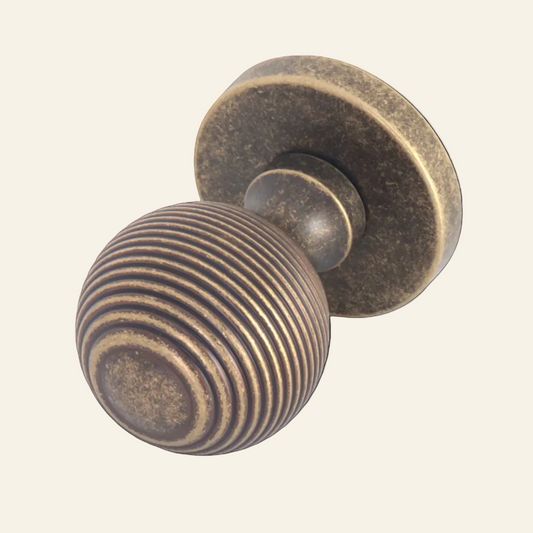MORTISE DOOR KNOB ANTIQUE BRASS