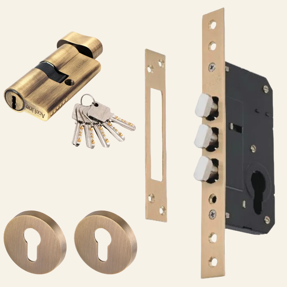 SLIDING DOOR LOCK ANTIQUE BRASS