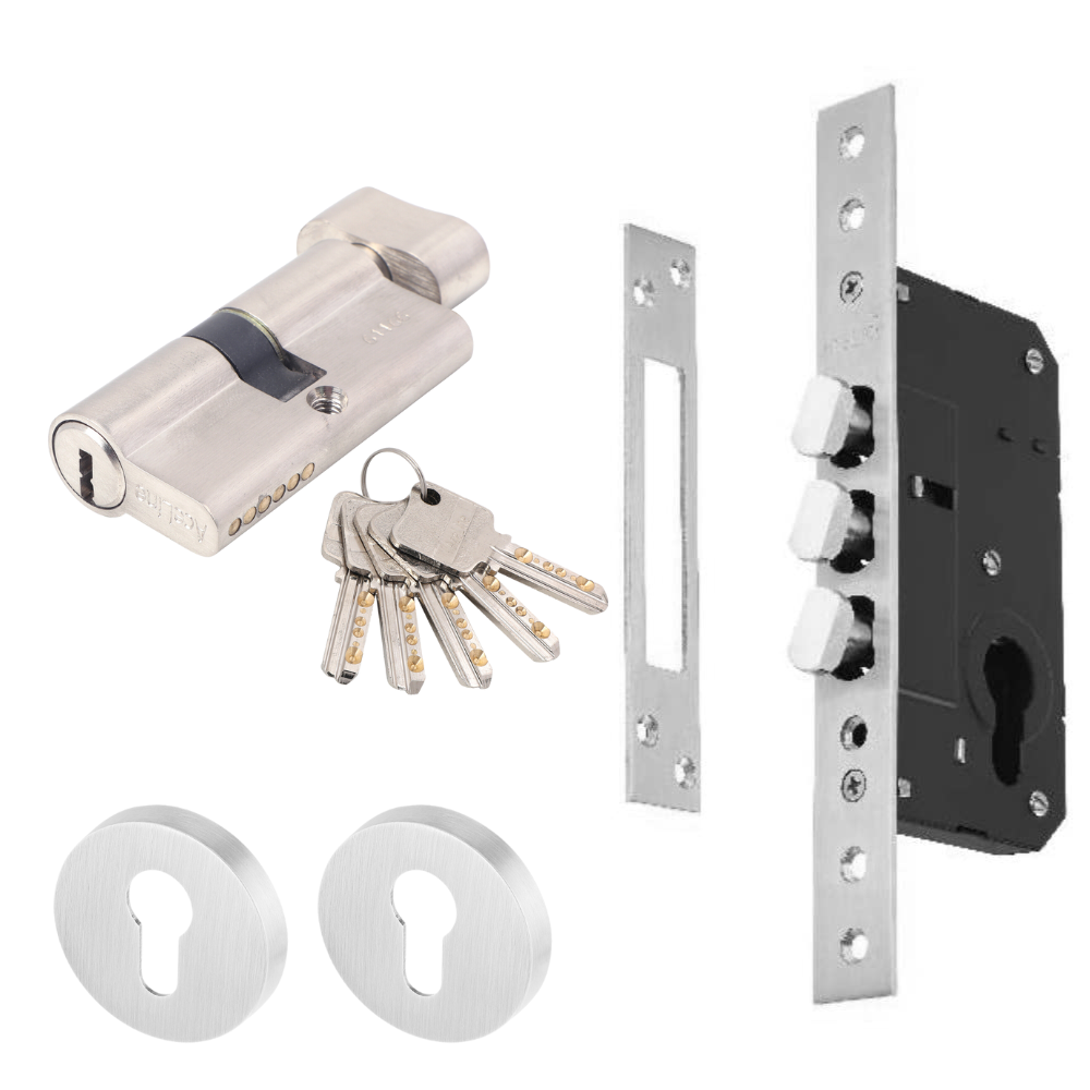 SLIDING DOOR LOCK SATIN NICKEL